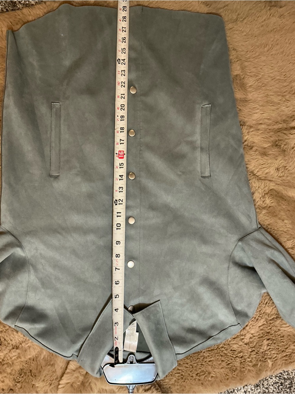 MarlaWynne WynneLayers Size M Dusty Blue Stretch Faux Suede Snap Shirt/Jacket - Picture 5 of 5